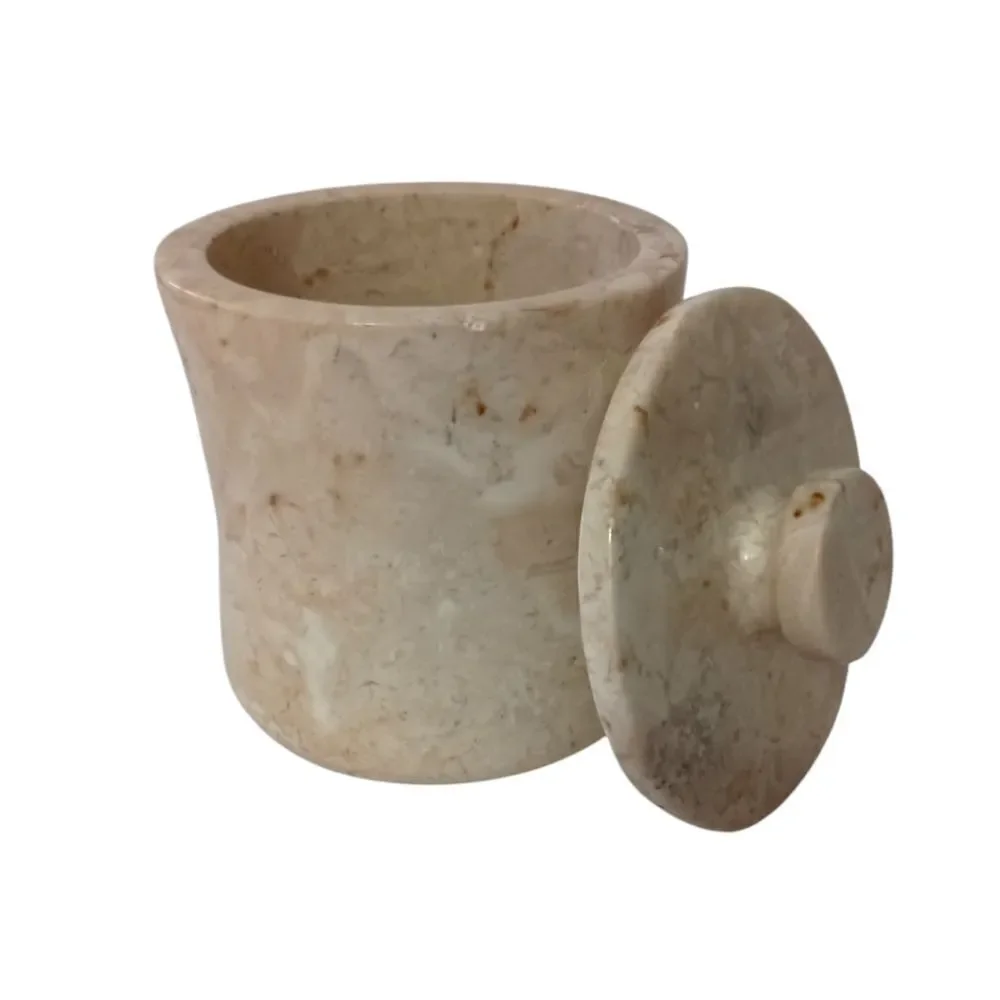 Vintage Travertine Marble Canister Bathroom HEAVY Beige Natural Stone Farmhouse.